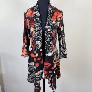 Frank Lyman Asymmetrical Open Abstract 3/4 Sleeve Cardigan